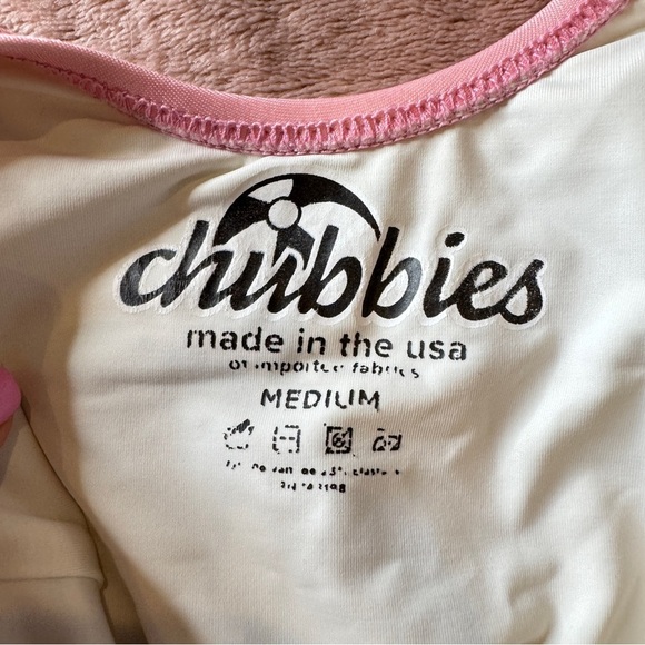 Chubbies sz Medium One Piece Bathing Swimsuit Pink Pineapple USA made - Picture 4 of 5